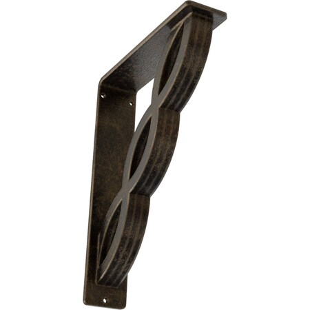 Ekena Millwork Loera Wrought Iron Bracket, (Triple center brace), Antiqued Pale Gold 2"W x 7 1/2"D x 10"H BKTM02X07X10TLOAPG